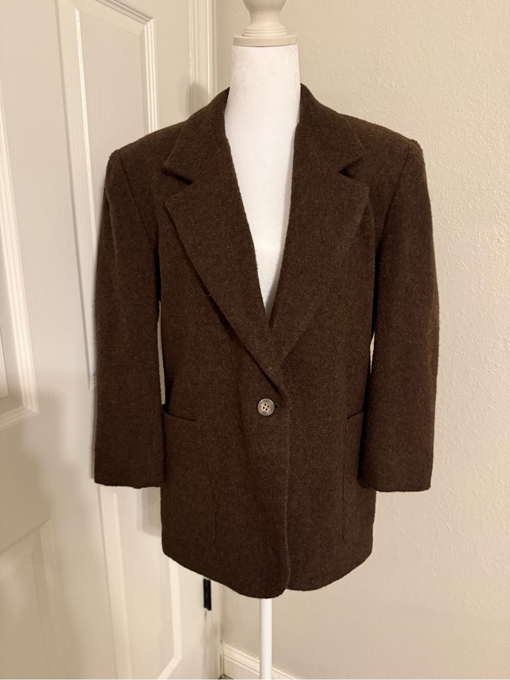 Lands' End Dark Brown Single-Button Wool Blazer